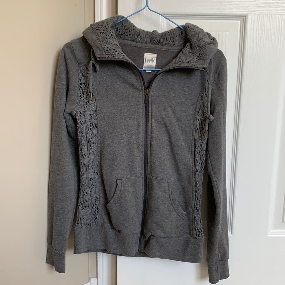 Twik Grey Hoodie with Knit Detail Size S